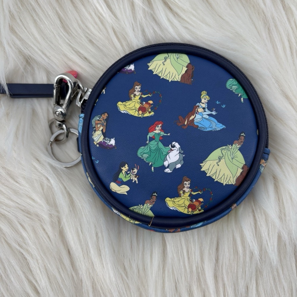 Loungefly Disney Princess Dogs Allover Print Coin Purse Blue - Picture 2 of 6
